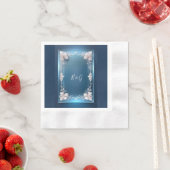 Stoffelijk blauw Art Deco  lijst bruiloft Servet (Insitu)