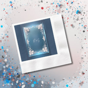 Stoffelijk blauw Art Deco lijst bruiloft Servet