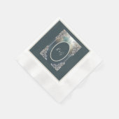 Stoffelijk blauw Art Deco lijst bruiloft Servet (Hoek)