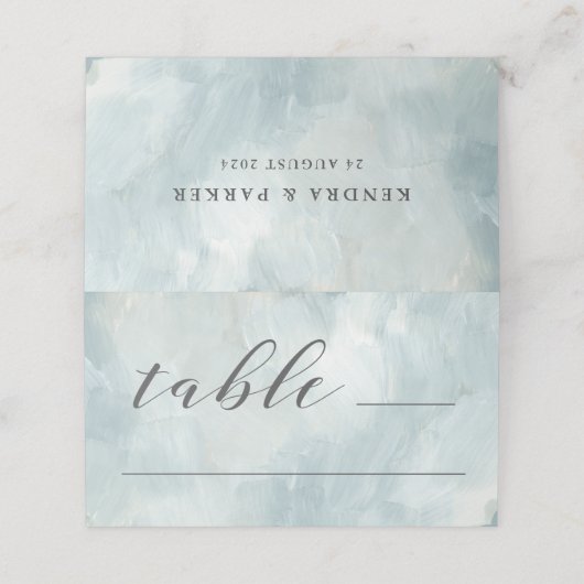 Stoffelijk Blauw Artistiek Modern Abstract penseel Plaatskaartje (Buitenkant ongevouwen)