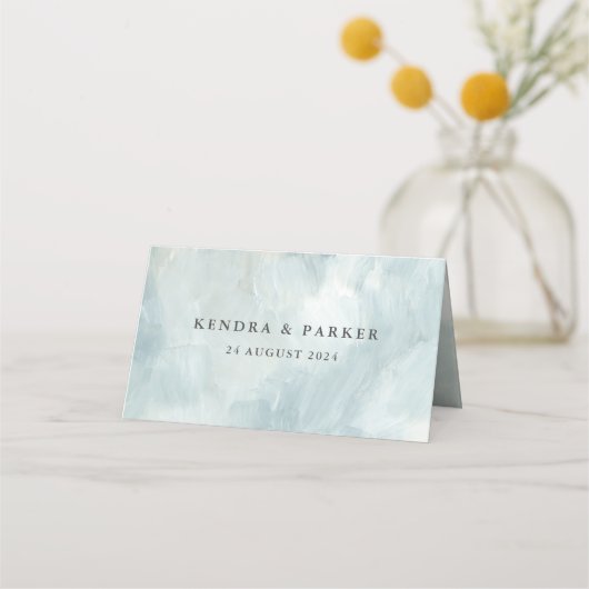 Stoffelijk Blauw Artistiek Modern Abstract penseel Plaatskaartje (Achterkant)