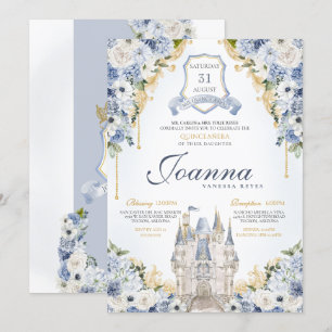 Stoffelijk Blauw Bloemen Prinses Kasteel Royal Qui Kaart