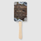 Stoffelijk Blauw Bloemen Rozen Rustieke Houten Kan Handwaaier (Achterkant)