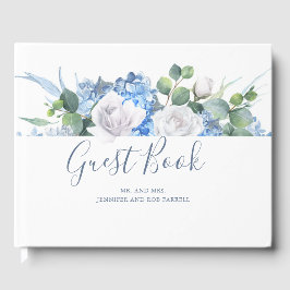 Stoffelijk blauw bloemengroen | Hydrangea bruiloft Gastenboek