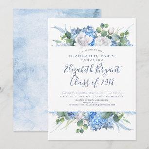Stoffelijk blauw bloemengroen Modern Afstuderen Kaart