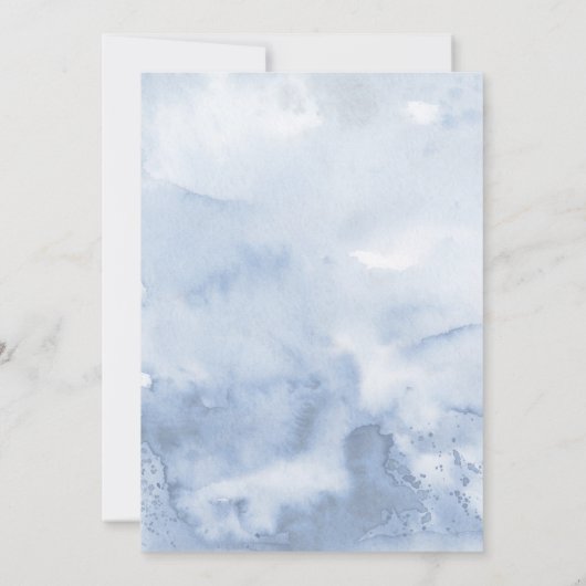 Stoffelijk blauw bloemengroen Modern Baby shower Kaart (Achterkant)