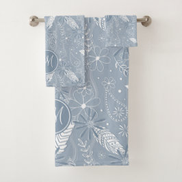 Stoffelijk blauw boho veren bloemen paislies patro bad handdoek