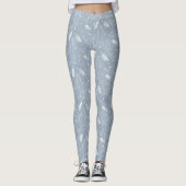 Stoffelijk blauw boho veren bloemen paislies patro leggings (Voorkant)