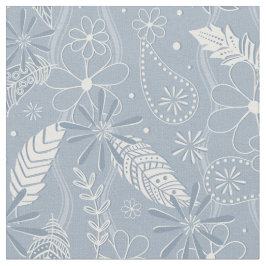Stoffelijk blauw boho veren bloemen paislies patro stof