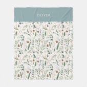 Stoffelijk blauw botanisch elegant modern familieg fleece deken (Voorkant)