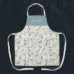 Stoffelijk blauw botanisch elegant modern familieg schort<br><div class="desc">Salie groen,  stoffig blauw,  zwart,  bruin groen en grijs elegant modern gebladerte eucalyptus waterverf botanische natuurlijke kerstvakantie cadeau gepersonaliseerd schort ontwerp. Eenvoudig,  schoon en elegant minimaal ontwerp.</div>