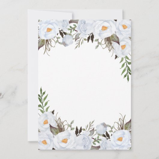 Stoffelijk Blauw en Goud  Bloemen Bruiloft Kaart (Achterkant)