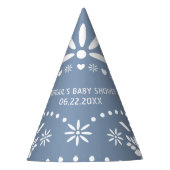 Stoffelijk blauw en wit papier picado baby boy dou feesthoedjes (Voorkant)