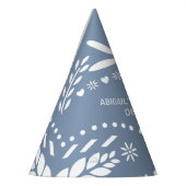 Stoffelijk blauw en wit papier picado baby boy dou feesthoedjes (Links)