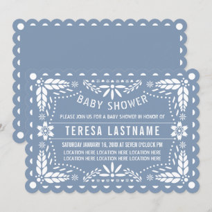 Stoffelijk blauw en wit papier picado baby boy dou kaart