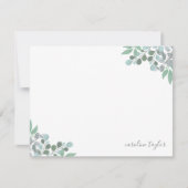 Stoffelijk blauw Eucalyptus groen Boho stationery Notitiekaartje (Voorkant)