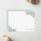 Stoffelijk blauw Eucalyptus groen Boho stationery Notitiekaartje (Voorkant / Achterkant in situ)