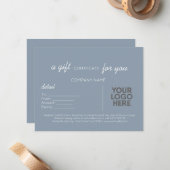 Stoffelijk Blauw Handschrift Zakelijk Cadeau met L Notitiekaartje (Voorkant / Achterkant in situ)