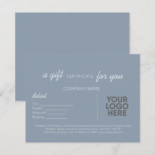 Stoffelijk Blauw Handschrift Zakelijk Cadeau met L Notitiekaartje (Voorkant / Achterkant)