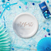 Stoffelijk blauw kalligrafie juicht rustieke bloem papieren bordje (Feest)