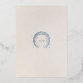 Stoffelijk Blauw Korenbloem Bruiloft Art Nouveau M Folie Uitnodiging (Achterkant)