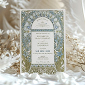 Stoffelijk Blauw Korenbloem Bruiloft Art Nouveau M Kaart