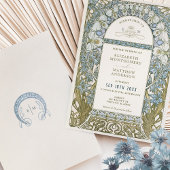 Stoffelijk Blauw Korenbloem Bruiloft Art Nouveau M Kaart