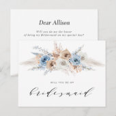 Stoffelijk blauw pampasgras zal je mijn bruidsmeis uitnodiging briefkaart (Voorkant / Achterkant)