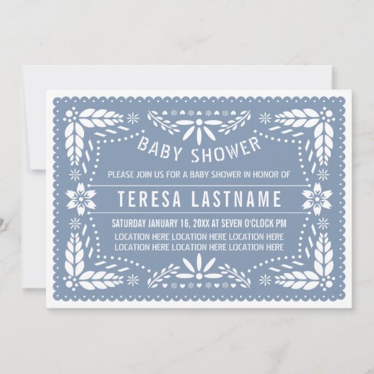 Stoffelijk blauw papel picado Mexicaanse baby boy  Kaart (Voorkant)