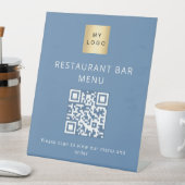 Stoffelijk blauw restaurant café bar scan menu QR  Reclamebord Met Voetstuk (Insitu)