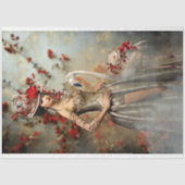 Stoffelijk Blauw & Rood Bloemen, Portretkunst & Fl Tissuepapier (Voorkant)