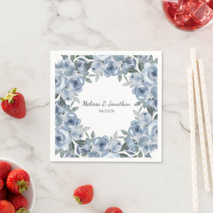 Stoffelijk Blauw Rozen Bloemen Boho Romantisch Bru Servet