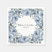 Stoffelijk Blauw Rozen Bloemen Boho Romantisch Bru Servet (Voorkant)