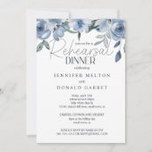 Stoffelijk Blauw Rozen Bloemen Huwelijksrepetitie  Kaart (Voorkant)