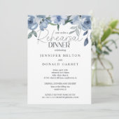 Stoffelijk Blauw Rozen Bloemen Huwelijksrepetitie  Kaart (Staand voorkant)