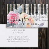 Stoffelijk Blauw waterverf Bloemen Pianist Script Visitekaartje