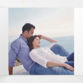 Stoffelijk blauw waterverf groen blad, foto drieluik programma (Binnenkant midden)