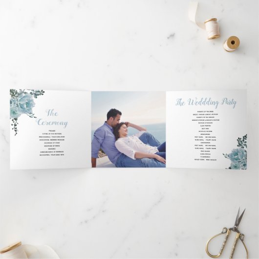 Stoffelijk blauw waterverf groen blad, foto drieluik programma (Binnen)