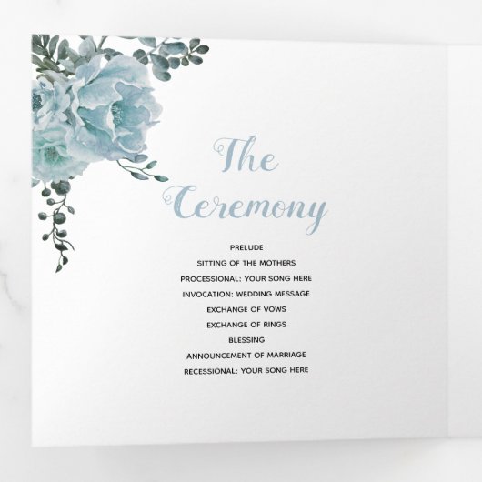 Stoffelijk blauw waterverf groen blad, foto drieluik programma (Binnenzijde eerst)