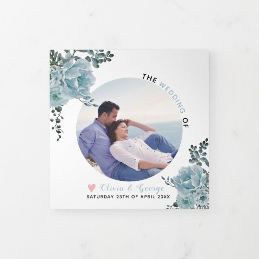 Stoffelijk blauw waterverf groen blad, foto drieluik programma (Cover)