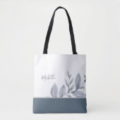 Stoffelijk Blauw Waterverf Groen met Naam Tote Bag (Voorkant)