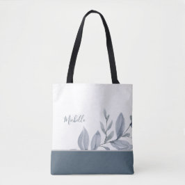 Stoffelijk Blauw Waterverf Groen met Naam Tote Bag