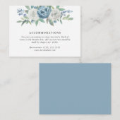 Stoffelijk Blauw & Wit Bloemen Bruiloft Accommodat Informatiekaartje (Voorkant / Achterkant)
