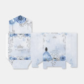 Stoffelijk Blauw Zilver Bloemen Prinses ZOET 16 Bedankdoosjes (Uitgevouwen)