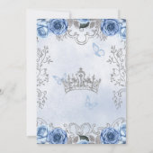 Stoffelijk Blauw Zilver Bloemen Prinses ZOET 16 Kaart (Achterkant)