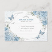 Stoffelijk Blauw Zilver Quinceanera 15e Verjaardag Informatiekaartje (Voorkant)