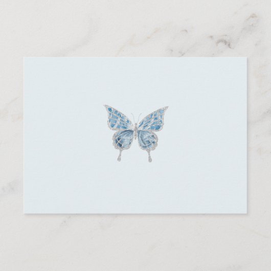 Stoffelijk Blauw Zilver Quinceanera 15e Verjaardag Informatiekaartje (Achterkant)