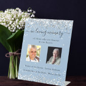 Stoffelijk blauw zilveren foto trouwmonument reclamebord met voetstuk