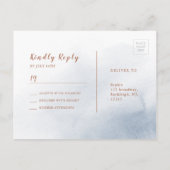 Stoffelijk blauwe kalligrafie rustieke bloemenbrui uitnodiging briefkaart (Achterkant)