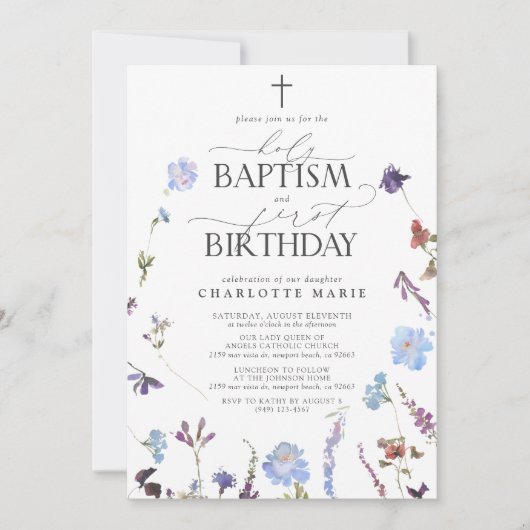 Stoffelijk Blauwe Wildbloemen Heilige Dop & 1e Ver Kaart (Voorkant)